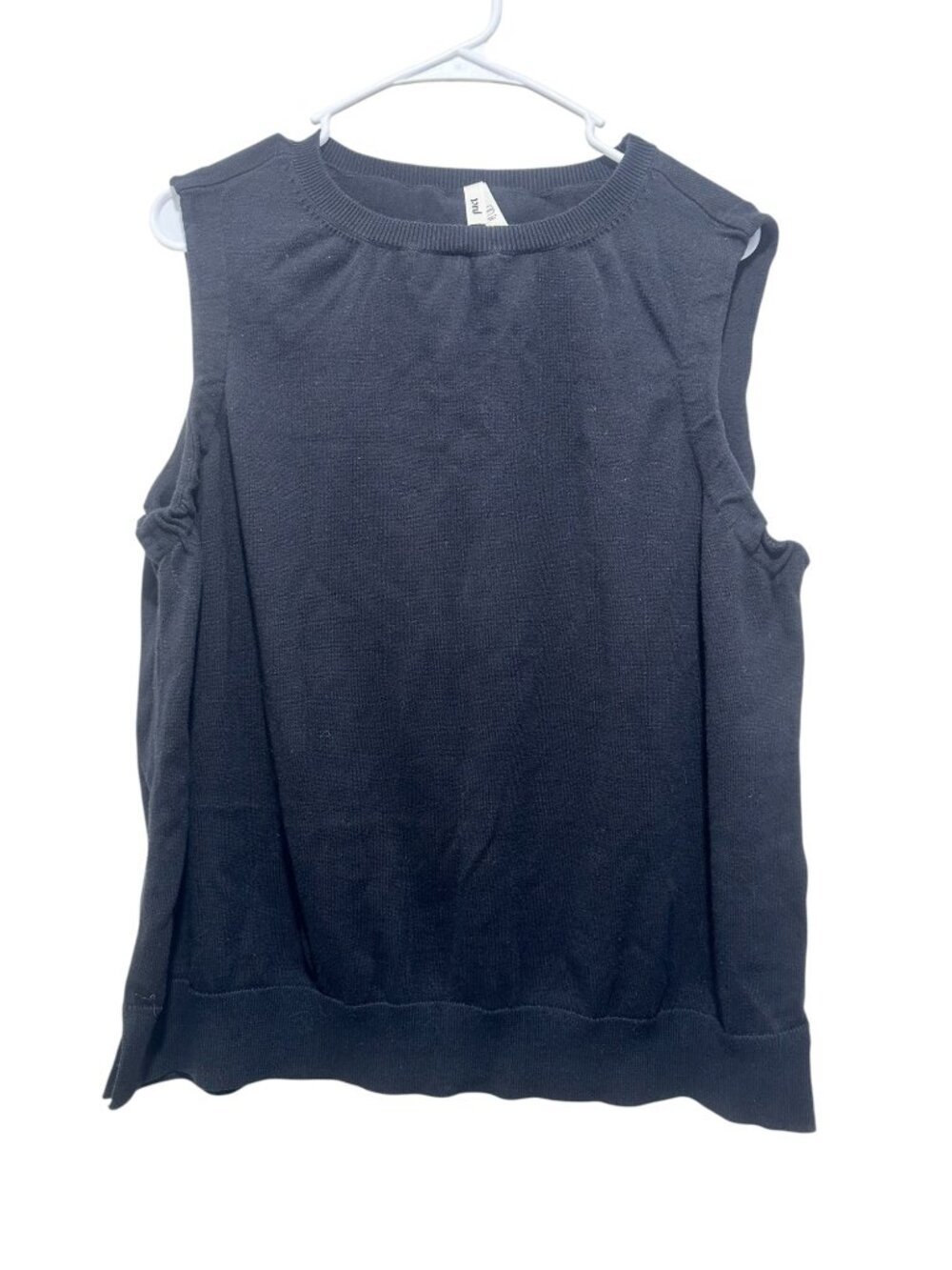 Pact Organic Cotton Sleeveless Vest Top Womens 3XL Black Crew Neck Minimalist